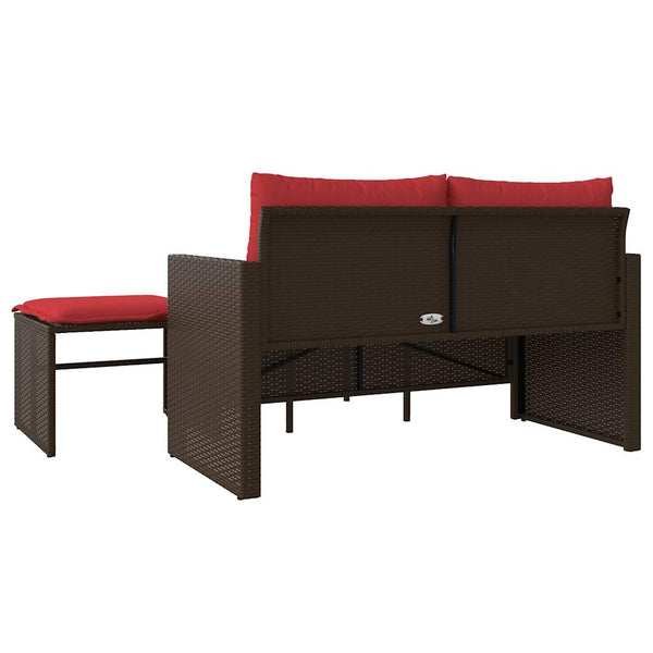 3-teiliges Gartensofa-Set Braun Polyrattan