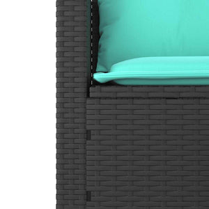 3-teiliges Gartensofa-Set mit Kissen, Schwarz