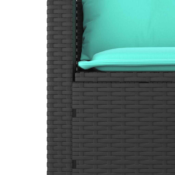 3-teiliges Gartensofa-Set mit Kissen, Schwarz