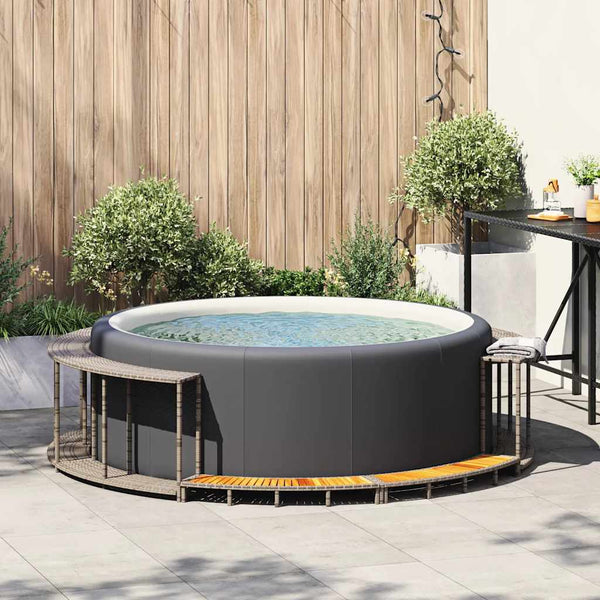 Whirlpool Umrandung mit Stauraum & Treppe Grau