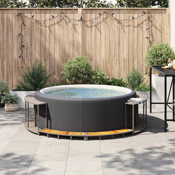 Whirlpool Umrandung mit Stauraum & Treppe Grau