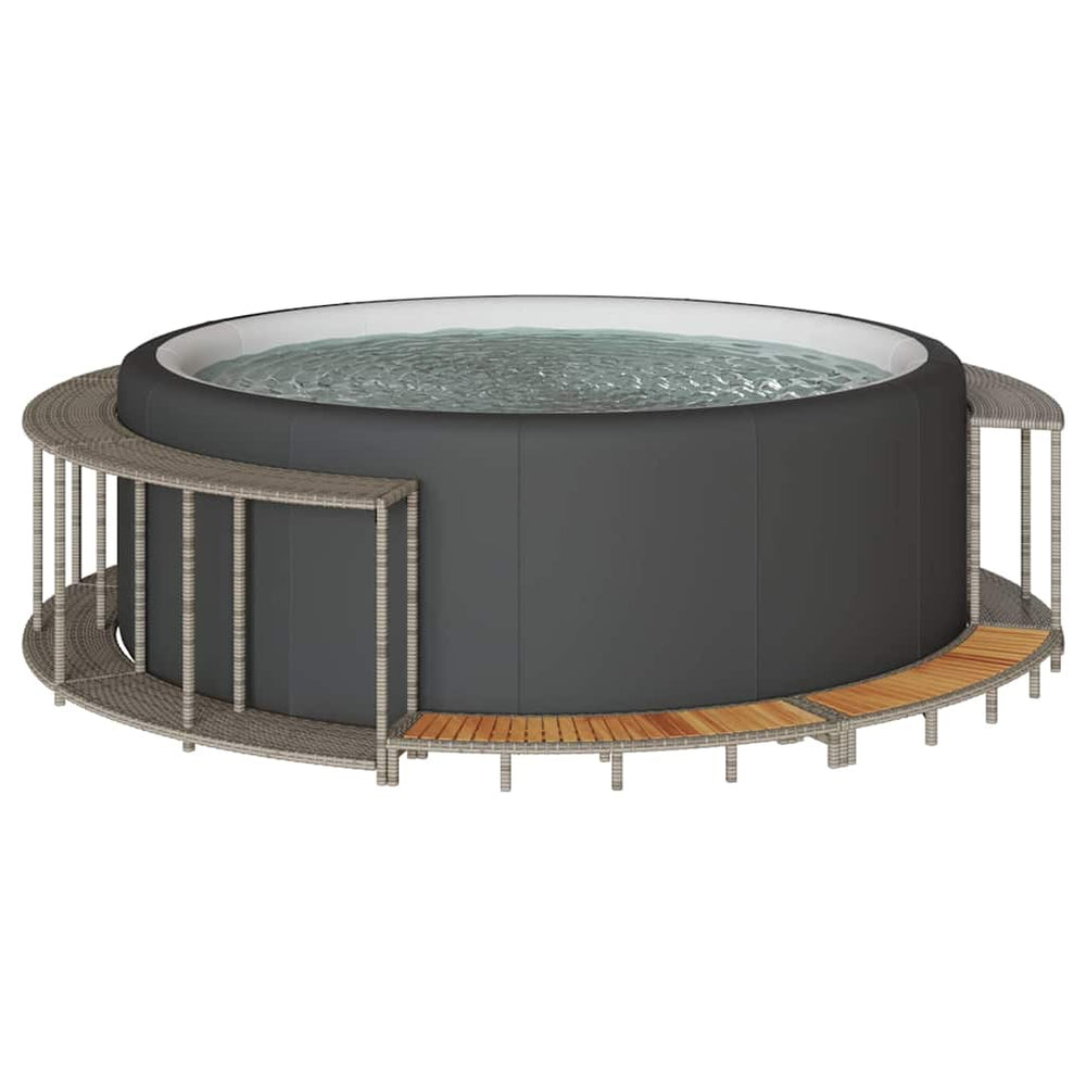 Whirlpool Umrandung mit Stauraum & Treppe Grau