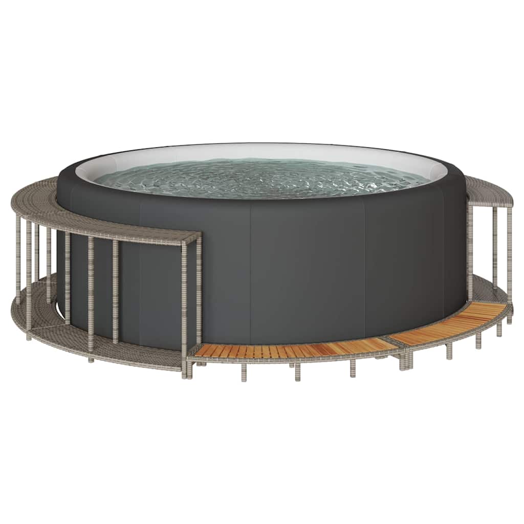 Whirlpool Umrandung mit Stauraum & Treppe Grau