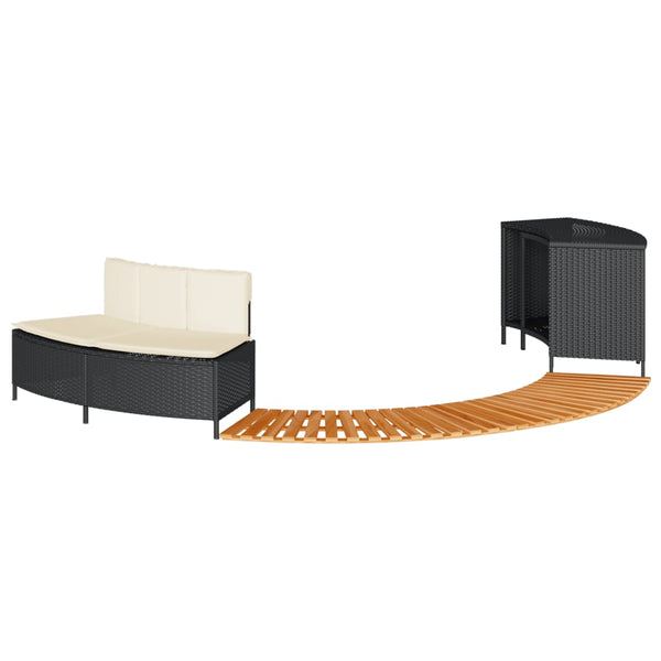 Whirlpool Umrandung Schwarz Poly Rattan Akazie