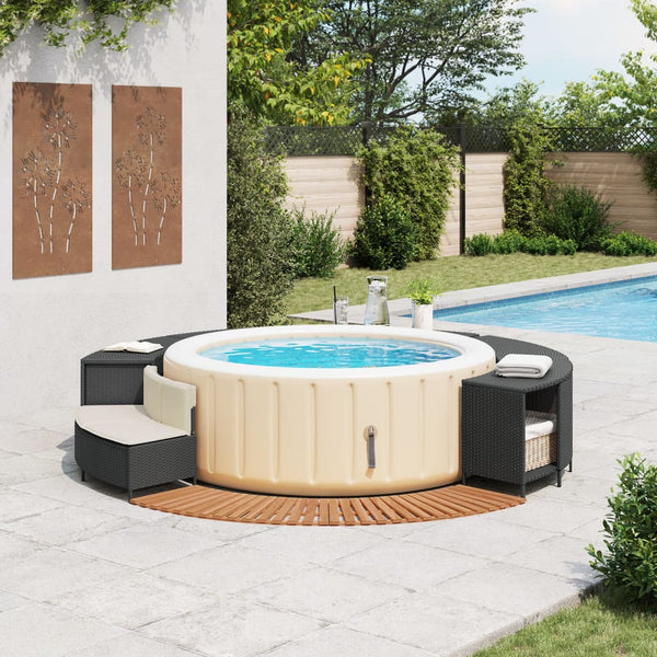 Whirlpool Umrandung Schwarz Poly Rattan Akazie