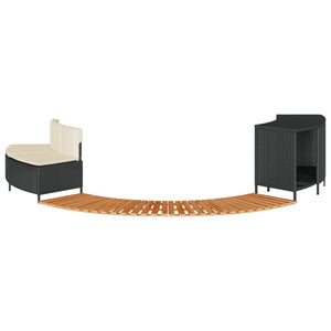 Whirlpool Umrandung Schwarz Poly Rattan Akazie