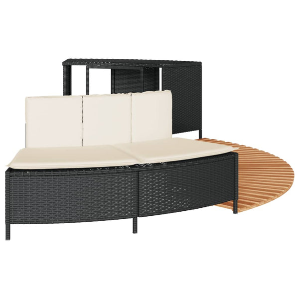 Whirlpool Umrandung Schwarz Poly Rattan Akazie