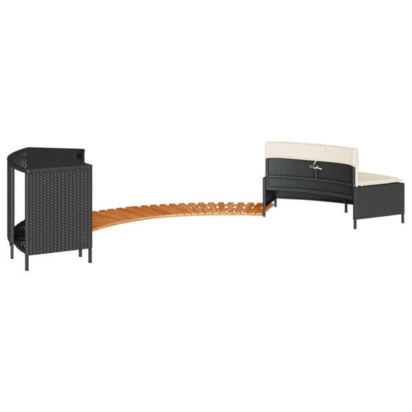 Whirlpool Umrandung Schwarz Poly Rattan Akazie