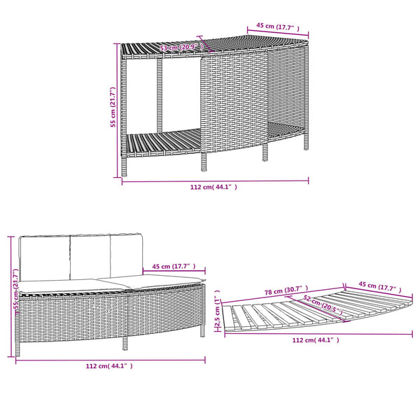Whirlpool Umrandung Schwarz Poly Rattan Akazie