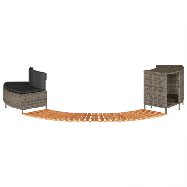 Whirlpool-Umrandung Grau Poly Rattan und Massivholz Akazie