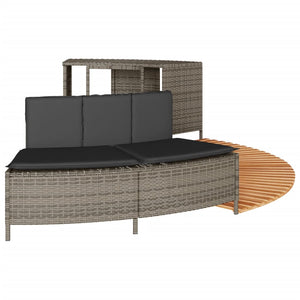 Whirlpool-Umrandung Grau Poly Rattan und Massivholz Akazie