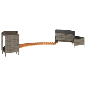 Whirlpool-Umrandung Grau Poly Rattan und Massivholz Akazie