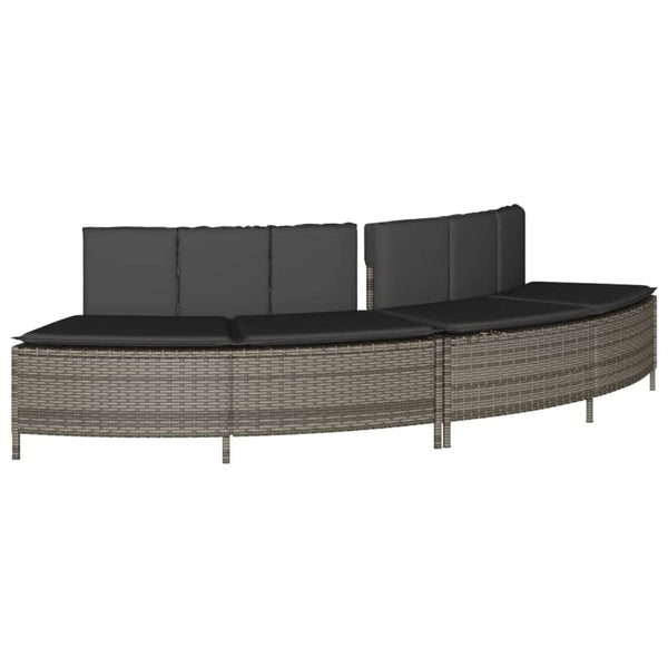 vidaXL Bancs de bain à remous avec coussins 2 pcs Gris Résine tressée