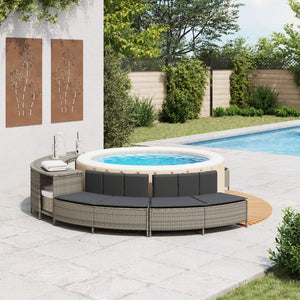 vidaXL Bancs de bain à remous avec coussins 2 pcs Gris Résine tressée