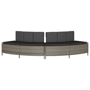 vidaXL Bancs de bain à remous avec coussins 2 pcs Gris Résine tressée
