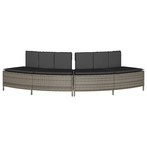 vidaXL Bancs de bain à remous avec coussins 2 pcs Gris Résine tressée