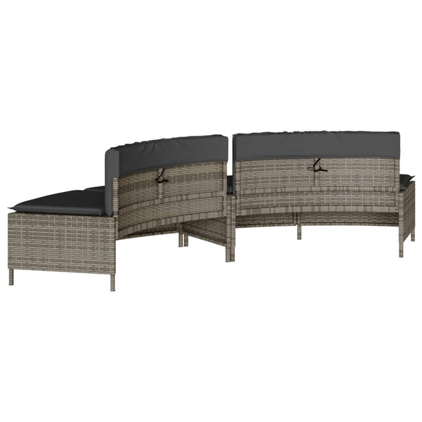 vidaXL Bancs de bain à remous avec coussins 2 pcs Gris Résine tressée