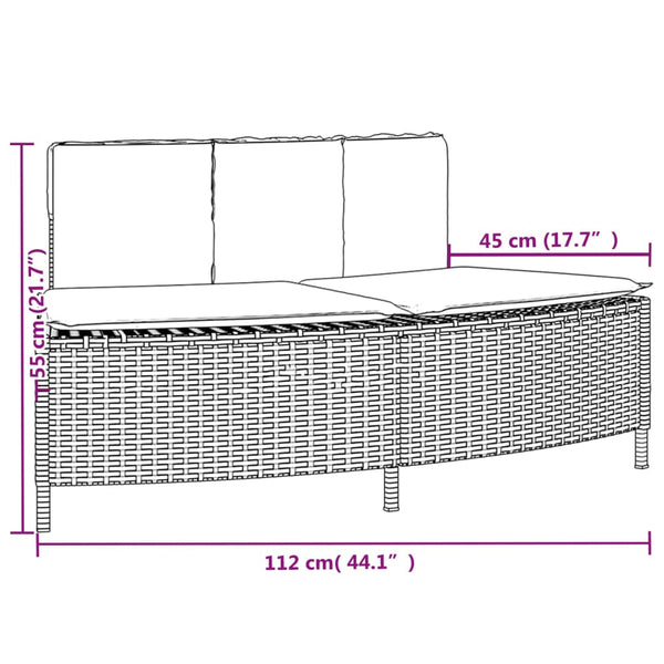 vidaXL Bancs de bain à remous avec coussins 2 pcs Gris Résine tressée