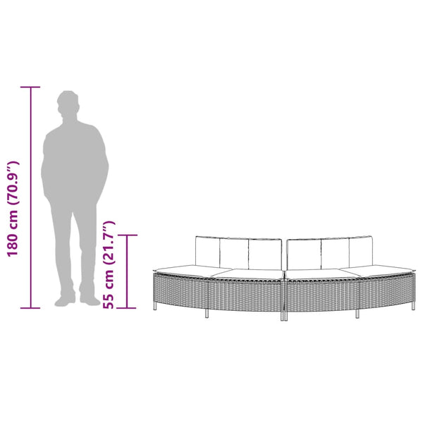 vidaXL Bancs de bain à remous avec coussins 2 pcs Gris Résine tressée
