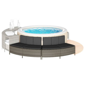vidaXL Bancs de bain à remous avec coussins 2 pcs Gris Résine tressée