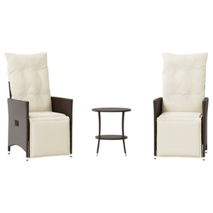 3-tlg. Bistro-Set Braun Poly Rattan