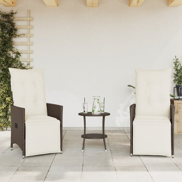 3-tlg. Bistro-Set Braun Poly Rattan