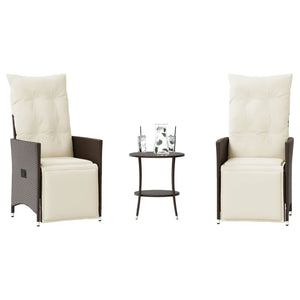 3-tlg. Bistro-Set Braun Poly Rattan