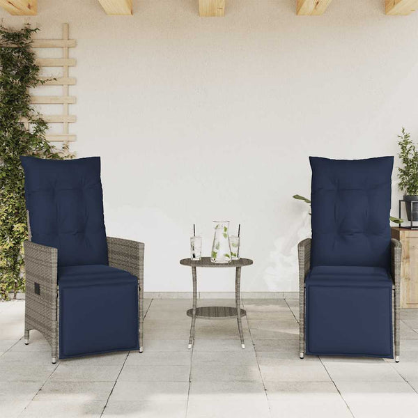 3-teiliges Bistro-Set Grau Poly Rattan