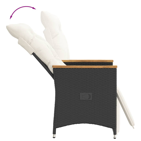 3-tlg. Bistro-Set Schwarz Poly Rattan mit Kissen