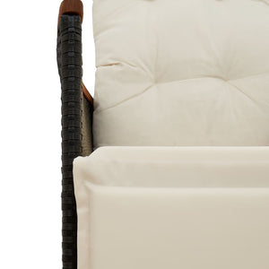 3-tlg. Bistro-Set Schwarz Poly Rattan mit Kissen