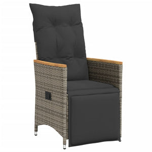 3-tlg. Bistro Set Grau Poly Rattan mit Kissen