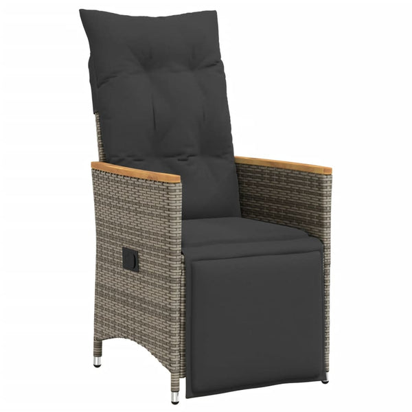 3-tlg. Bistro Set Grau Poly Rattan mit Kissen