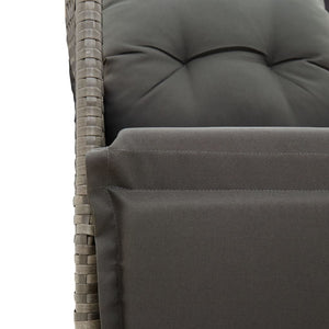 3-tlg. Bistro Set Grau Poly Rattan mit Kissen