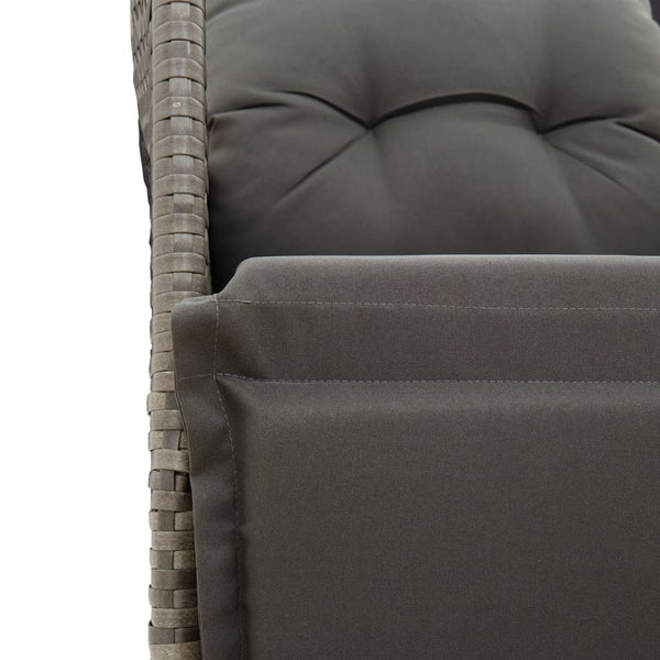 3-tlg. Bistro Set Grau Poly Rattan mit Kissen
