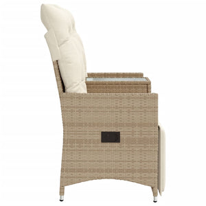 vidaXL Canapé de jardin 2 places réglable avec table Beige Résine tressée