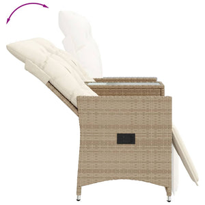 vidaXL Canapé de jardin 2 places réglable avec table Beige Résine tressée
