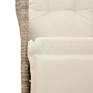 vidaXL Canapé de jardin 2 places réglable avec table Beige Résine tressée