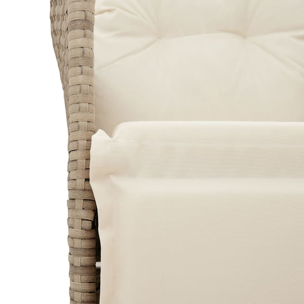 vidaXL Canapé de jardin 2 places réglable avec table Beige Résine tressée