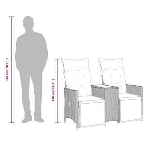 vidaXL Canapé de jardin 2 places réglable avec table Beige Résine tressée