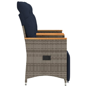 vidaXL Canapé de jardin 2 places réglable avec table Gris résine tressée