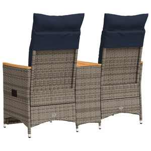vidaXL Canapé de jardin 2 places réglable avec table Gris résine tressée