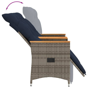 vidaXL Canapé de jardin 2 places réglable avec table Gris résine tressée