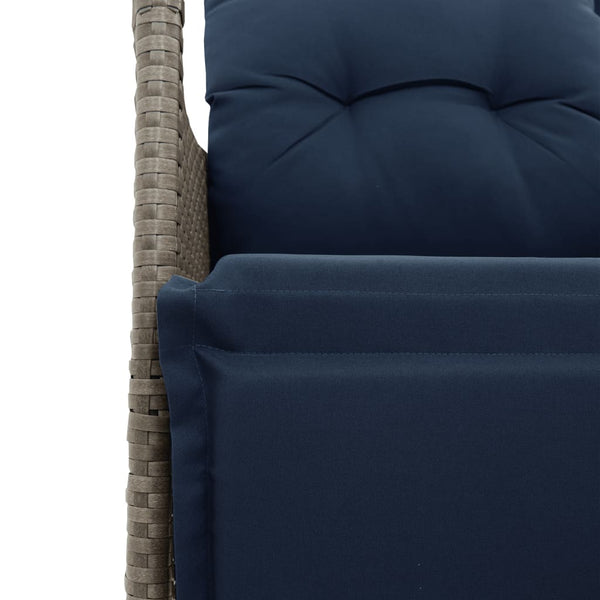 vidaXL Canapé de jardin 2 places réglable avec table Gris résine tressée