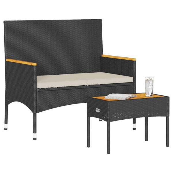 2-Sitzer Gartenbank mit Tisch & Kissen
