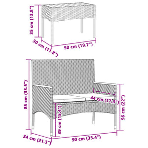 2-Sitzer Gartenbank mit Tisch & Kissen