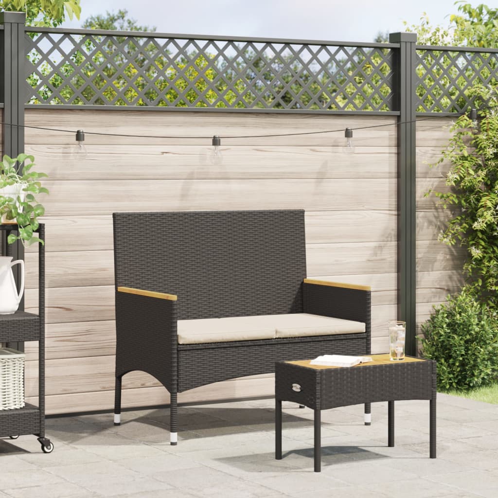 2-Sitzer Gartenbank mit Tisch & Kissen
