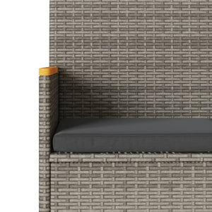 2-Sitzer Gartenbank mit Kissen & Tisch Grau Rattan