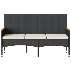 vidaXL Banc de jardin 3 places avec coussin Résine tressée Noir