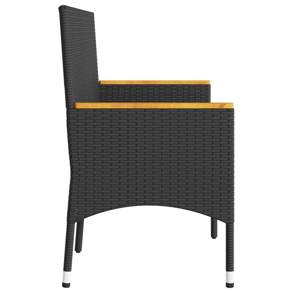 vidaXL Banc de jardin 3 places avec coussin Résine tressée Noir