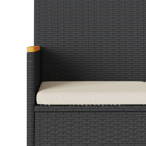 vidaXL Banc de jardin 3 places avec coussin Résine tressée Noir